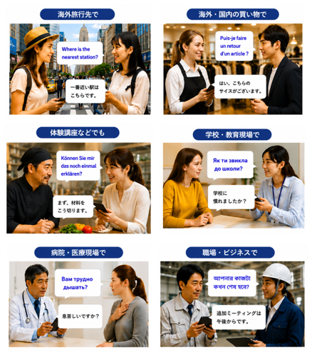 旅行・買い物・体験講座・学校・医療・ビジネスでの利用シーン