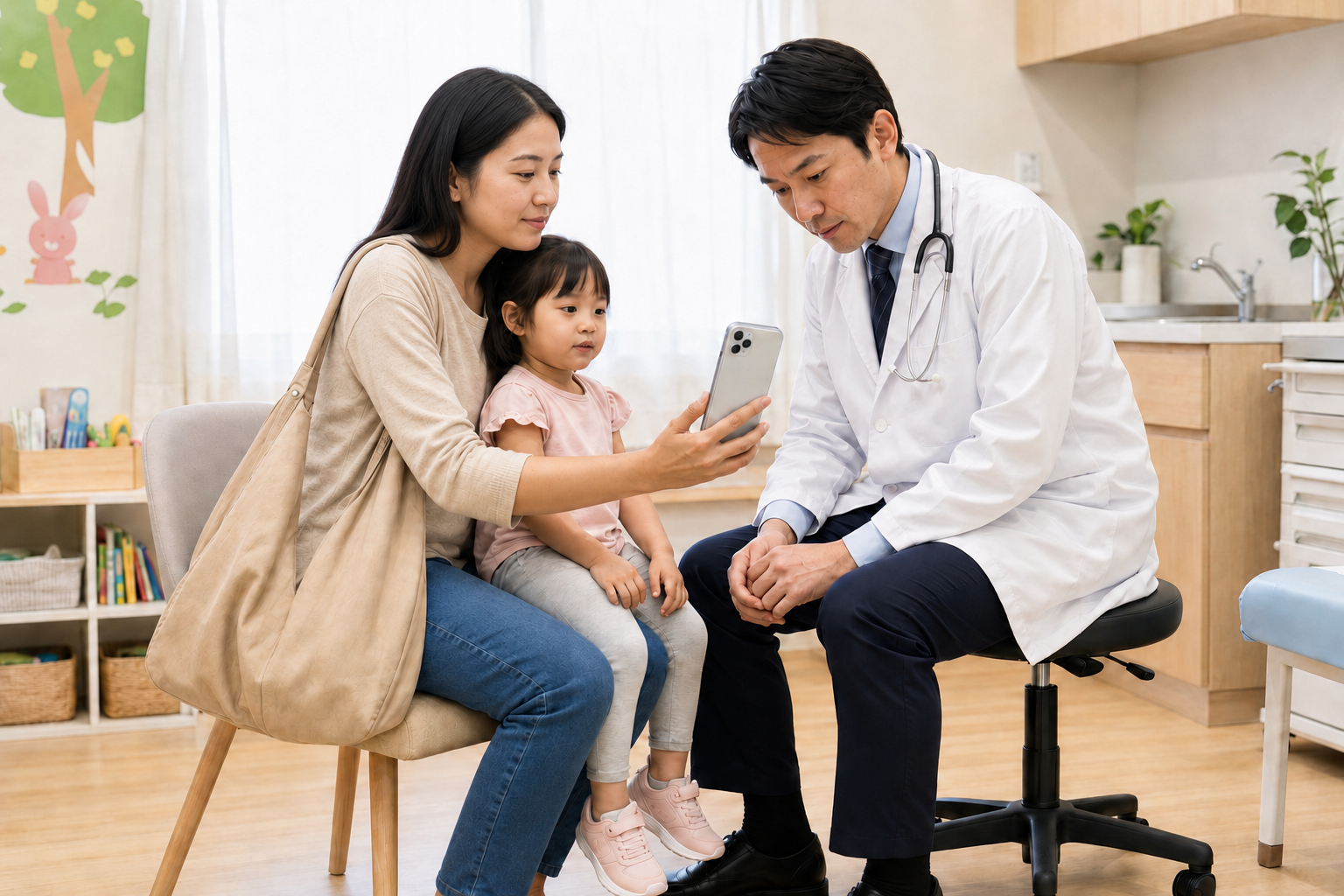 中国母亲使用话是IKIGAI与日本医生交流孩子的情况。